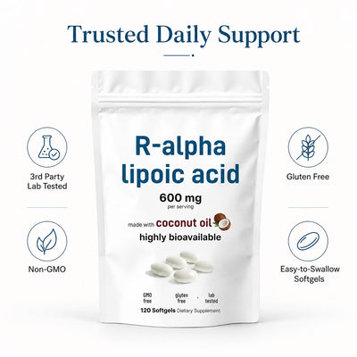 R Alpha Lipoic Acid 600mg with Coconut Oil, 120 Softgels